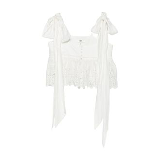 Chlo&eacute; Top de Lazo de Algod&oacute;n Broderie Anglaise - Blouses & Shirts - Mujer - Blanco - M