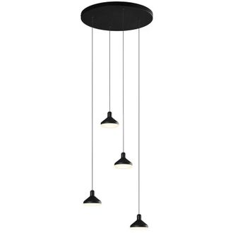 Mantra Inspired Mantra Antares Antaras L&aacute;mpara Colgante Redonda De 4 Luces, Led De 32 W, 3000 K, 2360 Lm, Negro, 3 A&ntilde;os De Garant&iacute;a