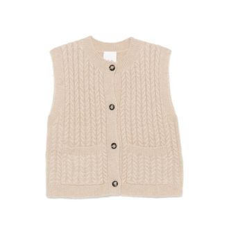 Allude Cable-knit Button-up Cardigan