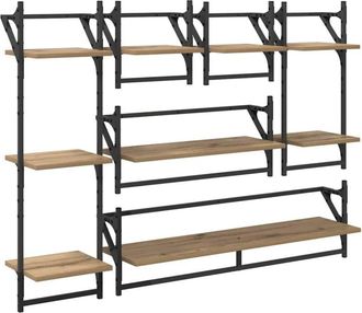 vidaXL Wall Shelf Set with Shelf 6 pcs Artisan Oak 100 x 25 x 30 cm vidaXL
