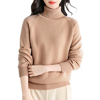 Generic Cashmere Jumpers For Women Uk, Cable Knit Jumper, Solid Color Knitted Top, Casual Roll Neck Pullover Knitwear Ultra Soft Jumpers Classic Plain Long Sl
