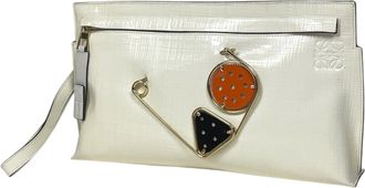 Loewe Ivory Patent Leather Leather Clutch Bag Pouch (Pre-Owned)