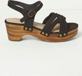 Fat Face FatFace Leoni Black Mid Heel Clogs