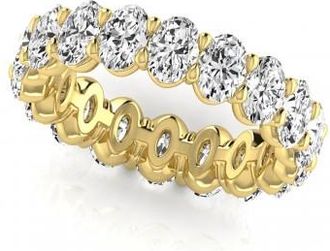 Allurez Oval Cut Lab Grown Diamonds Eternity Ring Wedding Band 14K Yellow Gold (3.61ct)