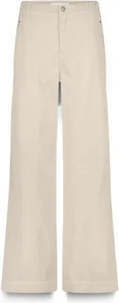 Summum Broeken, Dames, Beige, M, Wideleg Skye Tencel Beige Broek