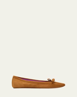 Roger Vivier Virgule Suede Ballerina Flats