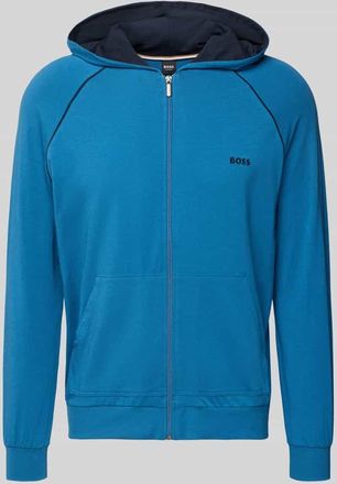 HUGO BOSS Regular Fit Sweatjacke aus Baumwoll-Mix in Blau, Gr&ouml;&szlig;e XXL