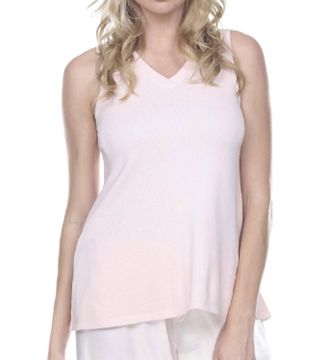 Pj Harlow Cindy Rib V-Neck Swing Tank In Blush