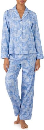 Lauren Ralph Lauren Paisley Cotton Blend Pajamas in Blue Paisley at Nordstrom, Size X-Small
