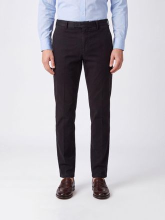 Pantaloni Torino Slim Fit Pleated Stretch Cotton Chinos with Off-Centre Closure