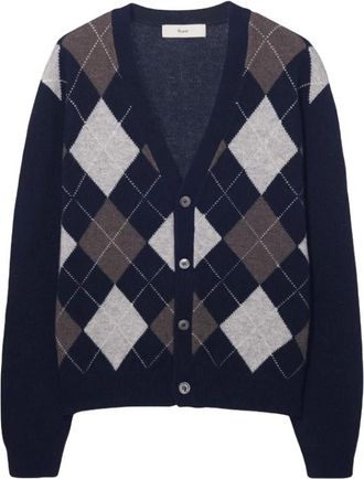 Dunst Truien & Vesten, Heren, Blauw, M, Wol, V-hals Argyle Vest