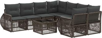 vidaXL Conjunto De Sof&aacute;s De Jard&iacute;n 9 Uds. Gris Rat&aacute;n Sint&eacute;tico Vidaxl
