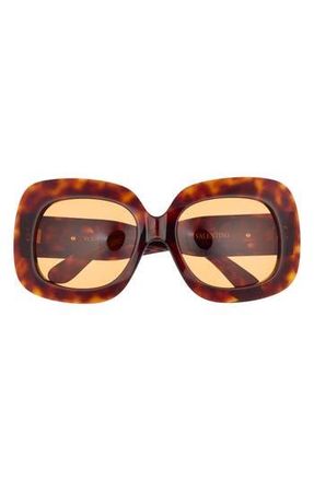 Valentino 50mm Polarized Square Sunglasses in Havana Havana Orange at Nordstrom Rack