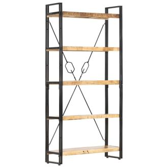 Berkfield Home 5-Tier Bookcase 90x30x180 cm Solid Mango Wood in Brown | Size: 90 x 30 x 180 cm