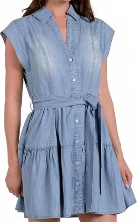 Elan Julia Mini Denim Dress In Blue