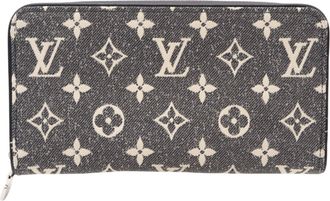 Louis Vuitton Gray White Denim Leather Long Wallet (Bi-Fold) (Pre-Owned)