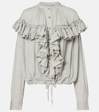 Dries Van Noten Ruffled cotton jersey blouse