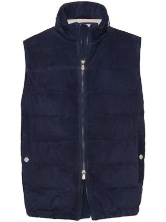 Brunello Cucinelli high-neck padded gilet - Blue