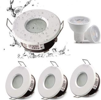 OEM Foco Led Empotrable Impermeable Ip65, Configuraci&oacute;n De Casquillo Gu10, Apto Para Iluminaci&oacute;n De Ba&ntilde;os Y Cocinas (bombilla No Incluida), Color Blanco, 