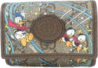 Gucci Brown Gg Supreme Canvas Leather Pouch (Pre-Owned)