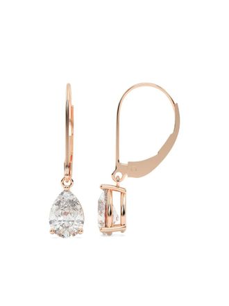 Tilla 14kt gold pear diamond dangling earrings - Pink