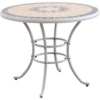 Milani Home Milani Home - ventus - set tavolo in alluminio e teak &oslash; 90 x 74 h con 4 sedie Ventus