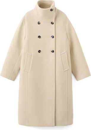 Mango Double Breasted Stand Collar Coat in Vanilla at Nordstrom, Size X-Small