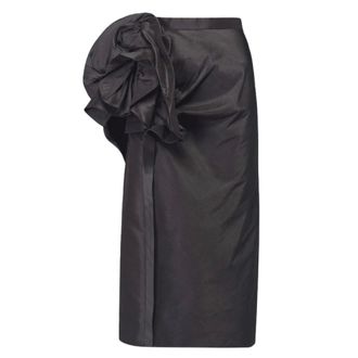 Maison Margiela Rok met bloemenmotief - Dames - Rokken - Zwart - Maat: S Satijn