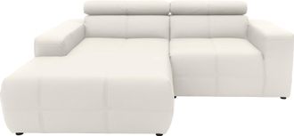 Domo Collection Ecksofa »Brandon, inkl. Kopfteilverstellung, B/T/H: 214/100/80 cm, L-Form« Mit Kopfteilverstellung, auch in Leder und Cord, L-Form