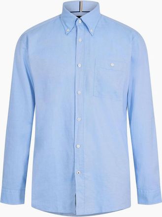 HUGO BOSS Mens Oxford Button Down Collar Long Sleeve Shirt - Blue - Size: 44/Regular