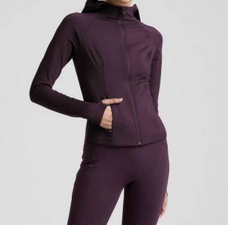 Beyond Yoga Pacer Fleece Full-Zip Jacket In Eggplant