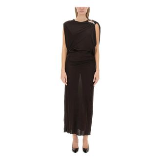 Lanvin Maxi Dresses, female, Brown, Size: XS Draped Long Dress
