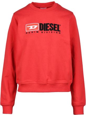 Diesel Red Cropped Graphic Sweatshirt
