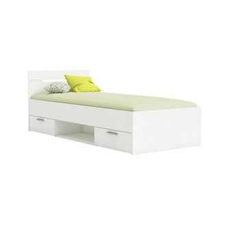 Dmora Dmora - Cama Individual Buech, Sommier Para Dormitorio, Estructura De Cama Por Habitaci&oacute;n, Estructura Del Sostenedor Del Colch&oacute;n, 204x95 H74 Cm, Blanc