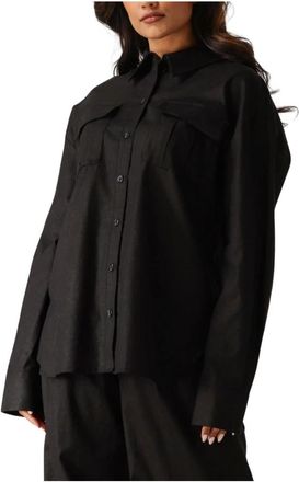 Gestuz Zwarte Linnen Blouse voor Vrouwen - Dames - Overhemden - Zwart - M - Linnen - Overhemden