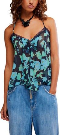 Free People Margaux Floral Print Camisole in Capri Blue Combo at Nordstrom, Size X-Small