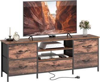 HOMCOM TV Unit with Charging Station, TV Stand for TVs up to 65 Inch