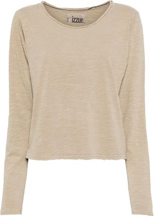 Izzue long-sleeved T-shirt - women - Cotton - S - Neutrals