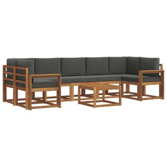 vidaXL Conjunto De Sof&aacute;s De Exterior 8 Pcs Natural Y Antracita Vidaxl
