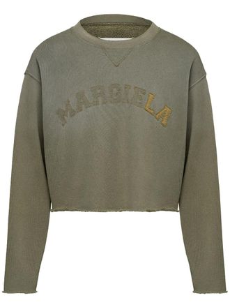 Maison Margiela logo-print cropped sweatshirt - Green