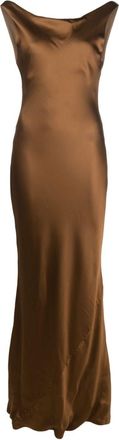 Norma Kamali Maria satin-finish gown - women - Polyester/Polyester - L - Brown