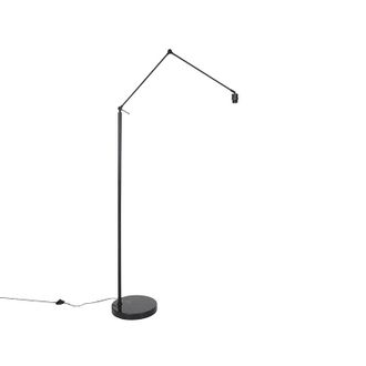QAZQA Moderno L&aacute;mpara De Pie Moderna Negra Regulable - Editor Acero Alargada Adecuado Para Led Max. 1 X 60 Watt - Qazqa