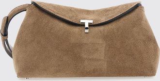 Toteme T-Lock Suede Clutch with Metallic Monogram