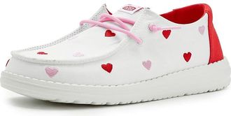 Hey Dude Wendy Embroidered Hearts Womens Flat Shoes White/Multi : 12 M, Cotton