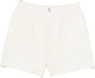 Moncler Logo-patch Drawstring Shorts - Dames - Bermuda - Wit - S - Katoen - Korte Broeken