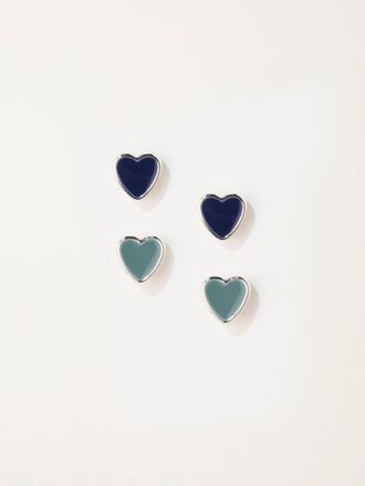 Fat Face FatFace 2 Pairs of heart Earrings in Green