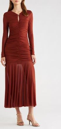ASTR the Label Yasmine Long Sleeve Midi Dress in Rust at Nordstrom Rack, Size X-Small