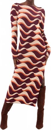 Misa Cassie Midi Dress In Autumnal Wave