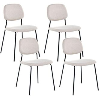 Beliani Set di 4 sedie da pranzo con gambe in ferro nero senza braccioli design minimalista moderno impilabili beige chiaro e nero Riley