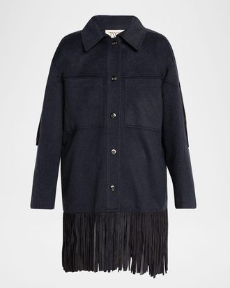 TWP Midnight Cowboy Fringe-Trim Cashmere Jacket